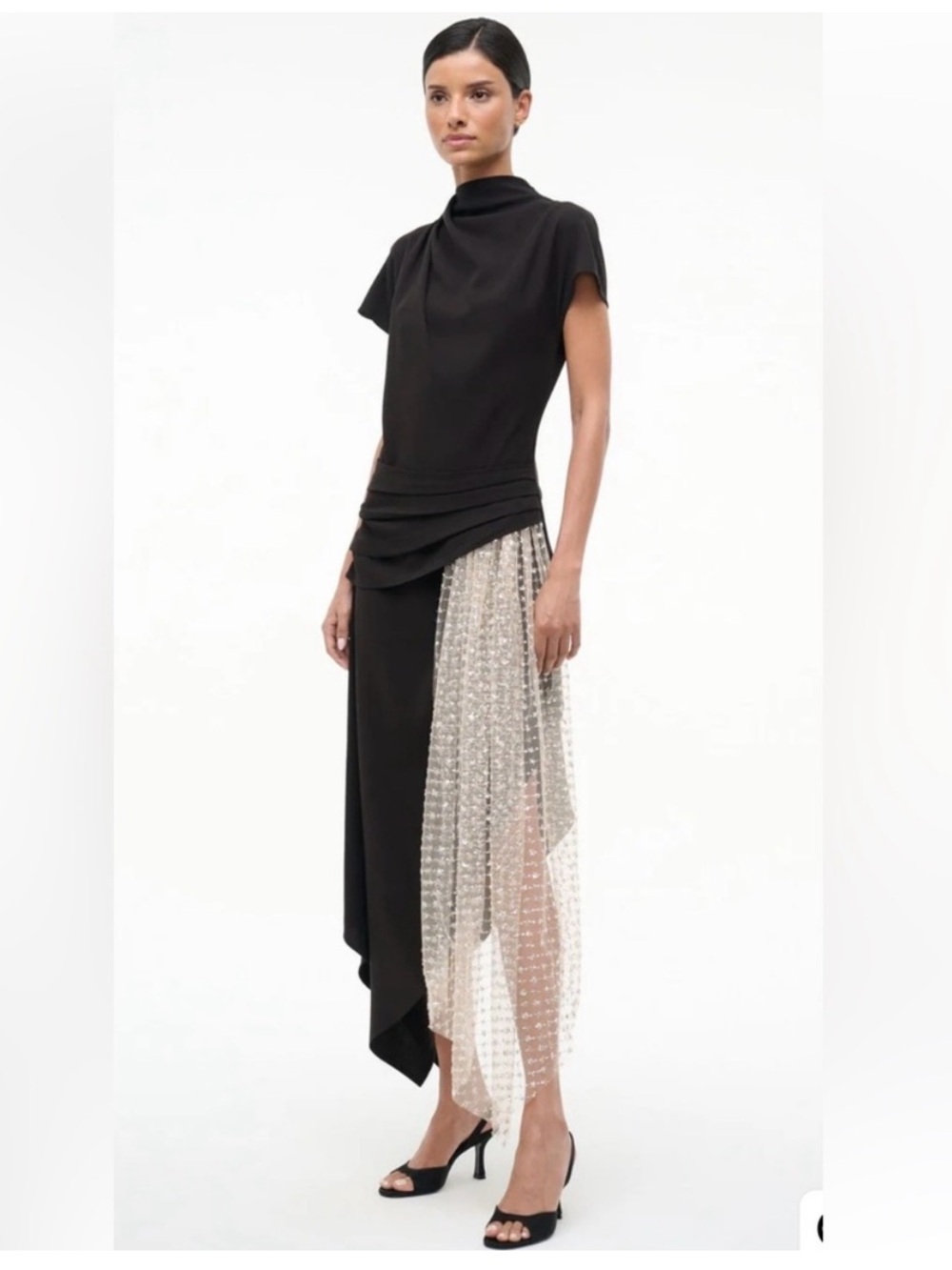 STAUD Effie Dress In Black Stardust - Picture 2 of 8